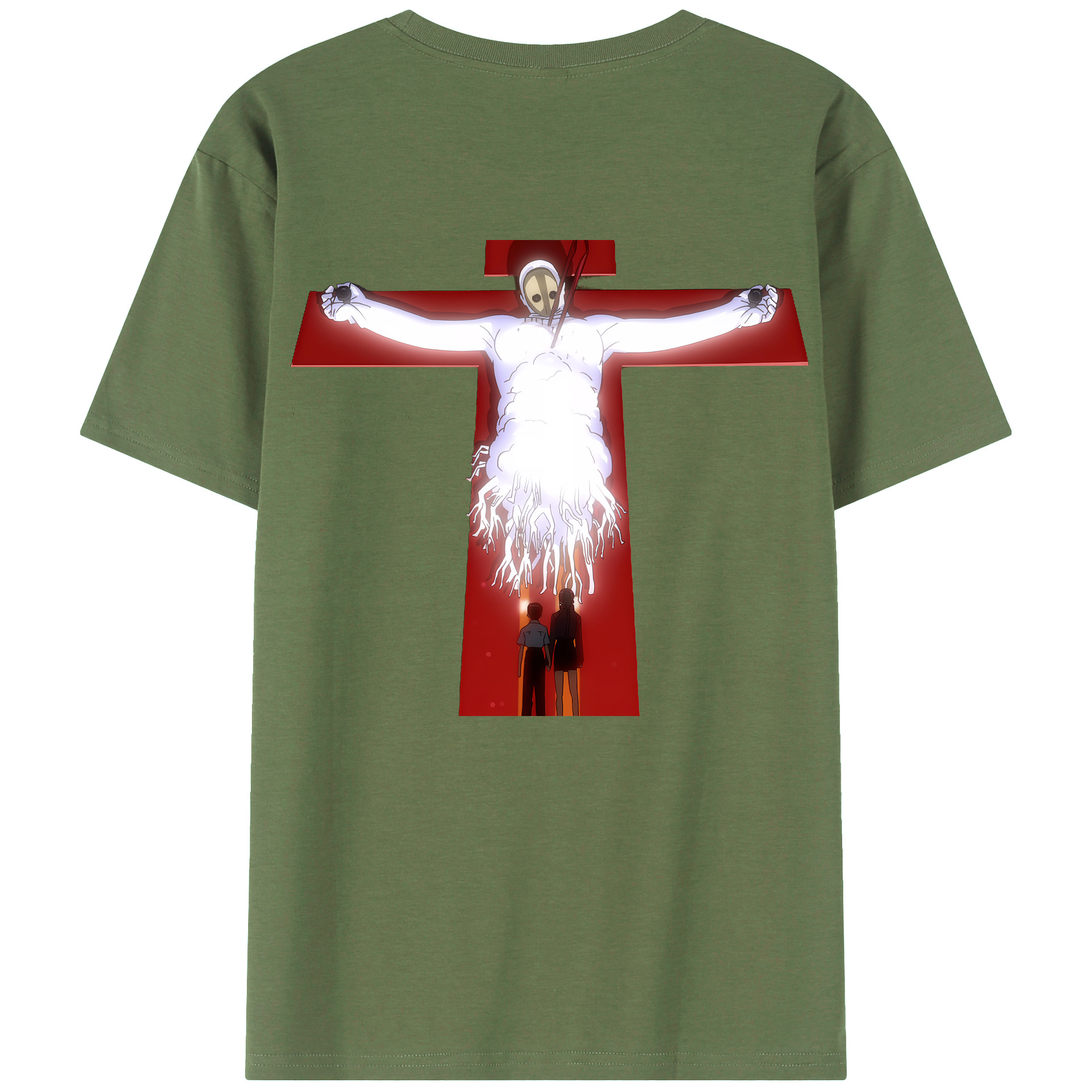 （画像用） EVA 新世紀エヴァンゲリオン 綿100％ メンズ半袖Tシャツ（バックプリント） 通気性
